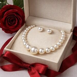 Jewelry Set Women Necklace‎ & Earrings Pearl Set